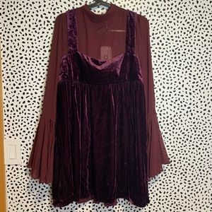 Free People NWT Plum Velvet Witchy Dress